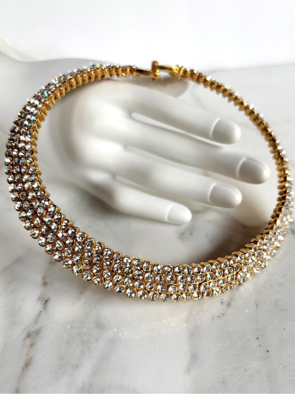 FRENCH VINTAGE CRYSTAL CHOKER NECKLACE 1980s CHUNKY SUBSTANTIAL RICH LUXURY